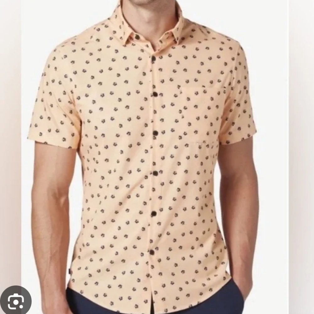 Mizzen+Main Leawood Trim Slim Fit Short Sleve Button Down Shirt